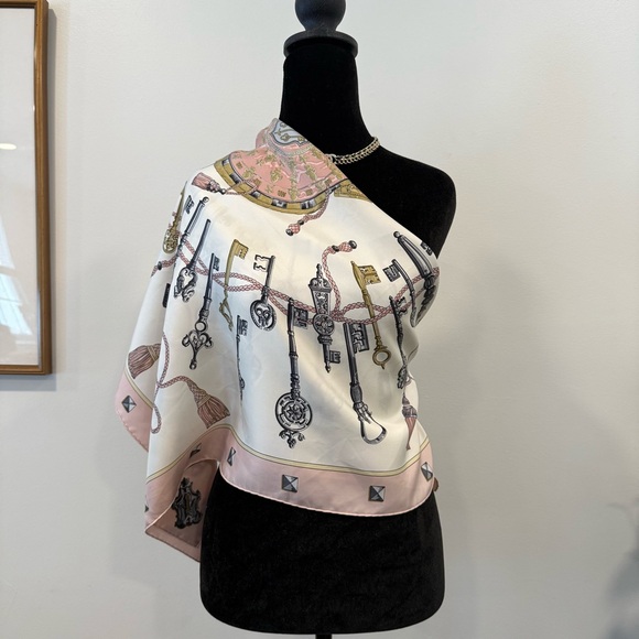 Authentic Hermes Pink and Gold Silk Scarf - Picture 11 of 11